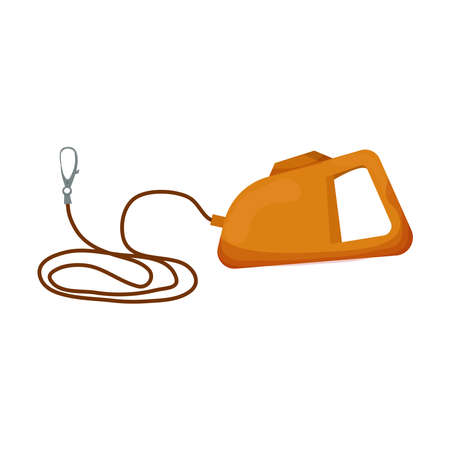 Leash for dog in cartoon style isolated on white background. Vector icon of roulette lead for control and safety pets. Animal accessory for outdoors walk. Vector illustrationのイラスト素材