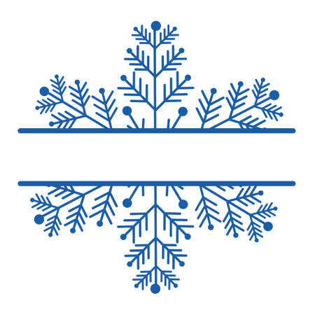 Decoration snowflake frame, monogram for text, cutout, line isolated on white background. Christmas holidays, winter symbol, greeting. . Vector illustrationのイラスト素材