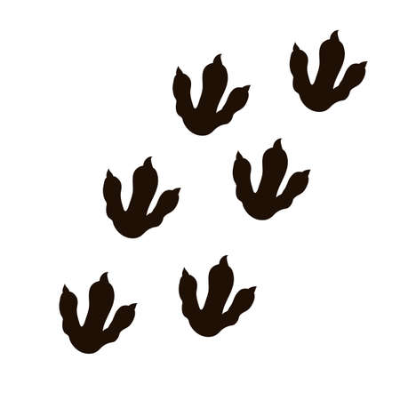 Dinosaur foot, reptile track silhouette in cartoon style isolated on white background. Symbol, model or stamp prehistoric huge monster.のイラスト素材