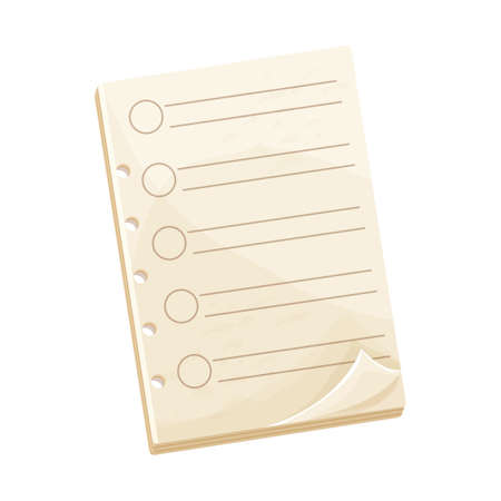 Notebook, paper checklist or to do blank in cartoon style isolated on white background. Reminder, productivity note.のイラスト素材