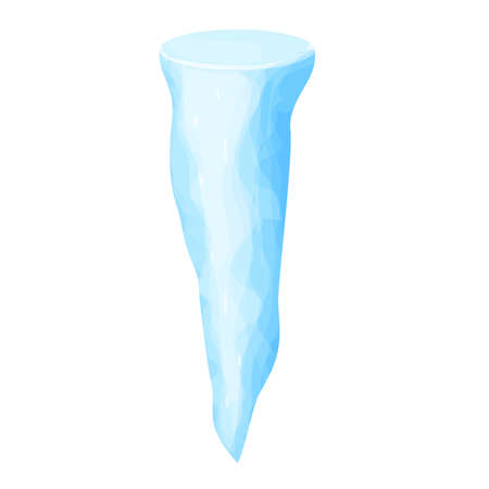 Icicles with snow winter decoration, frozen water in cartoon stile isolated on white background. Ice crystals, hanging element. Textured, shiny.のイラスト素材