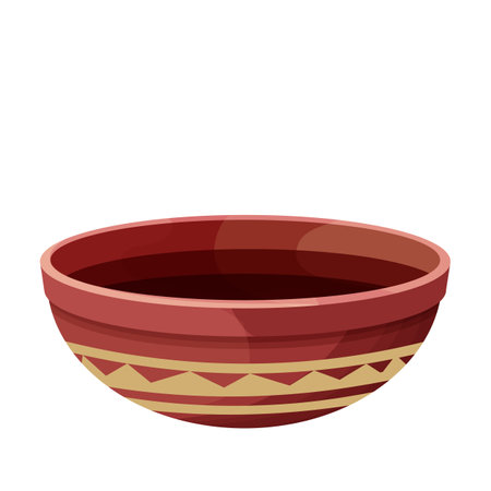 African pot, ceramic vase, craft tribal artifact in cartoon style isolated on white background. Amphora from clay,のイラスト素材