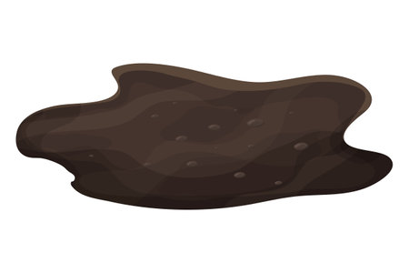 Dirty mud puddle, swamp in cartoon style isolated on white background. Natural wet soil, clip art.のイラスト素材