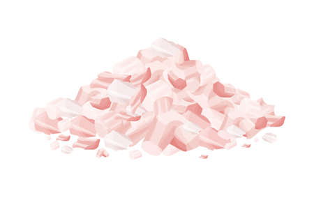 Himalayan pink salt pile, grain mineral spice in cartoon style isolated on white background. Organic, natural ingredient.のイラスト素材