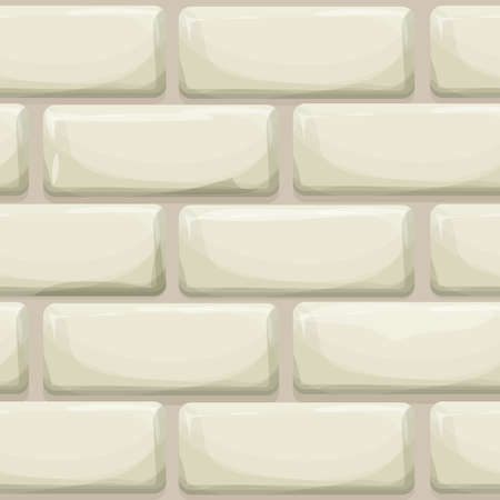 Brick wall, stone bricks, rock surface in cartoon style, seamless background. Ui game asset, pavement or road. Textured and detailed.のイラスト素材