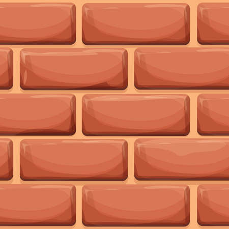 Brick wall, stone bricks, rock surface in cartoon style, seamless background. Ui game asset, pavement or road. Textured and detailed.のイラスト素材
