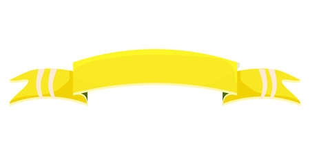 Hanging ribbon, banner or flag in bright yellow color in cartoon style isolated on white background. Design element, spring clip art.のイラスト素材