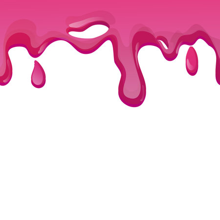 Slime purple and pink, jelly glaze with drips and glitter in cartoon style seamless isolated on white background.のイラスト素材