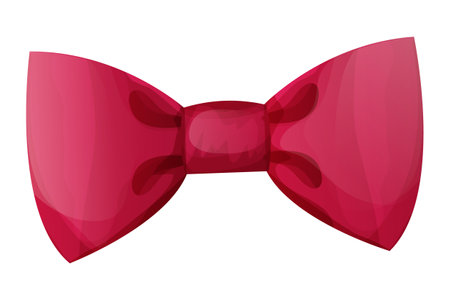 Bow tie red butterfly, collar in cartoon style isolated on white background. Formal bright wear, knot.のイラスト素材