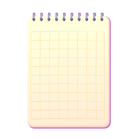Notebook, empty paper for notes, journal with spiral top view in cartoon style isolated on white background.のイラスト素材