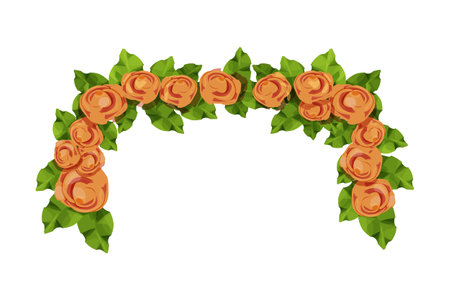 Frame floral corner, elegant decoration in cartoon style, border isolated on white background.のイラスト素材