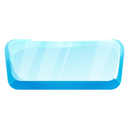 Ice button, frozen frame, level menu in cartoon style isolated on white background. Glass shiny panel, game ui element.のイラスト素材