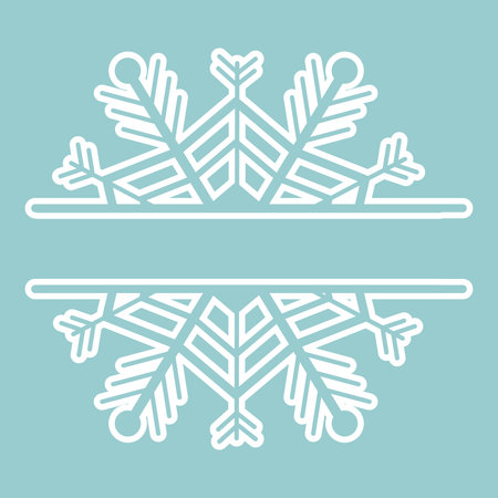 Decoration snowflake frame, monogram for text, cutout, line isolated on background. Christmas holidays, winter symbol, greeting.のイラスト素材