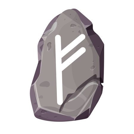 Rune stone Fehu norse magic game symbols,sacred script in cartoon style isolated on white background. Collection scandinavian letters occult lettersのイラスト素材