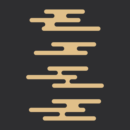 Asian gold cloud set, traditional abstract collection isolated on dark background. Chinese decoration for celebration.のイラスト素材