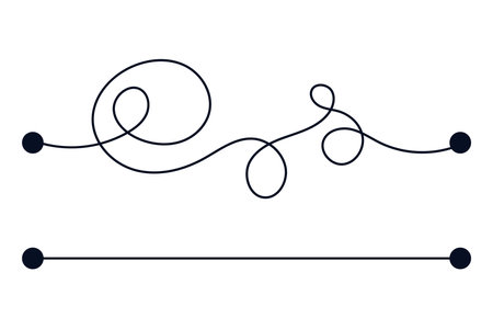 Line mind process complicated and easy ways, difficult and simple process doodle style isolated on whie background.のイラスト素材