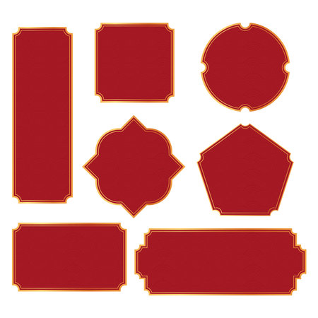 Chinese traditional frames set, line border with knot corners ornament isolated on white background. Asian decoration, retro.のイラスト素材