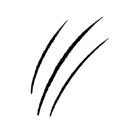 Clows scratches silhouette marks, cat or wild animal scrape track scratches paw shape isolated on white background. Nails trace texture with torn edge.のイラスト素材
