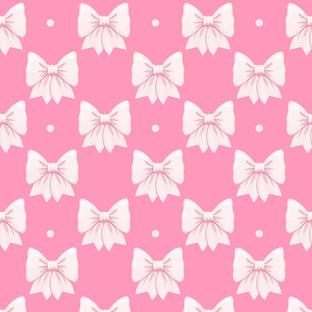 Coquette pink bow ribbon seamless pattern, elegant cute fabric print wallpaper on light background.のイラスト素材