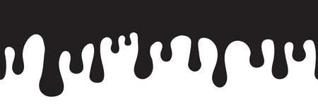 Dripping Paint molten splash, liquid flow abstract shape stain seamless pallern decoration, border. Fluid trickle, stencil.のイラスト素材