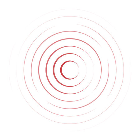 Concentric ripple circles line. Radial signal, sonar wave, soundwave icon isolated on white background. Touch effec. Round circular signalのイラスト素材
