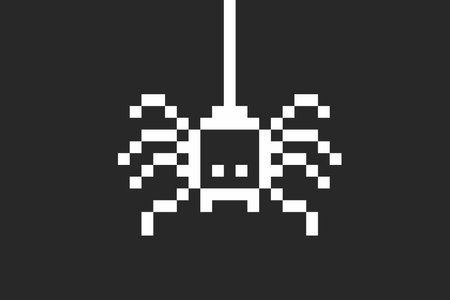 Pixel spider y2k insect, 8 bit retro old school bug. Halloween. computer game character. Pixel art design elementのイラスト素材