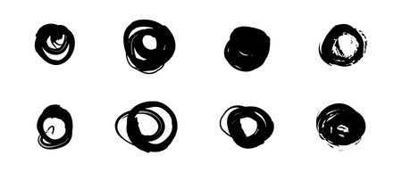 Spiral abstract circle, swirl brush stroke hypnosis psychedelic shape, geometric textured form. Concetric grunge irregular free hand doodle meander.のイラスト素材