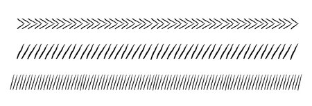 Slash line doodle border, diagonal lines. Divider strip Tilt strip geometric abstract border. Diagonal grid. Geometric dashed tapeのイラスト素材