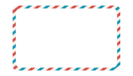 Airmail blank postcard template retro border envelope with stripes. Paper texture, vintage mail. Air post letter. Blank envelopeのイラスト素材