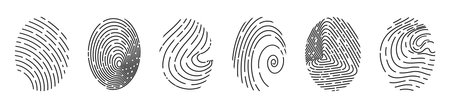 Finger print icon biometric id, unique scan, line signature on white background. Touch id identity, scanner. Fingerprints iconのイラスト素材