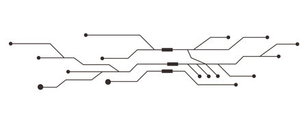 Circuit board line microchip, software. Integrated motherboard, connections. Innovative Electronic Network. Technology background, design elements geometric and connection system.のイラスト素材
