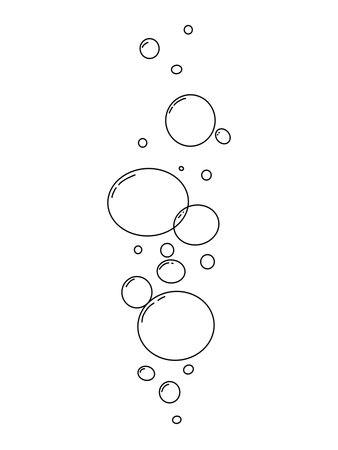 Bubbles fizzy foam doodle sketch hand drawn. Line shampoo bubbles, champagne gas linear. Water balls. sparkles.のイラスト素材