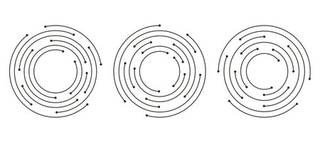 Circuit board circle line dots connection set. Motherboard electronic technology data, electrical board, cpu. Programming science, computer system elementsのイラスト素材