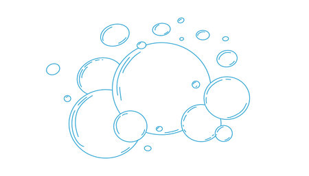 Bubbles fizzy foam doodle sketch hand drawn. Line shampoo bubbles, champagne gas linear. Water balls. sparkles.のイラスト素材