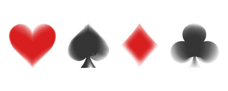 Paying cards halftone dots four Aces set of Spades, Hearts, Diamonds and Clubs. Poker cards suits....
