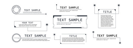 Title text box, callout frame set. Hud line border. Titles banner, futuristic callouts template. pop-up or description boxes, speech bubbles.のイラスト素材
