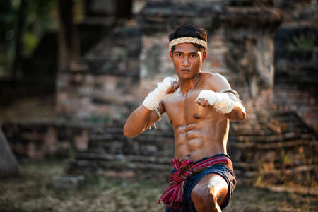 Martial Arts Muay Thai , the body of a Thai boxerの写真素材