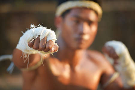 Martial Arts Muay Thai , the body of a Thai boxerの写真素材