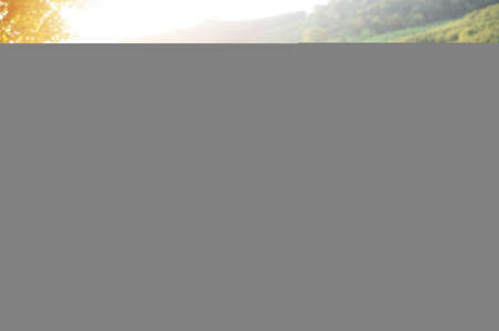 A young Asian businesswoman works at a computer in a coffee shop on the rocks. A downshifter girl works on her laptop at sunset or sunrise on the hilltop to the sea during her workday.の写真素材