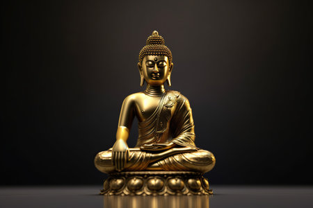 Buddha statue meditating on black background. Soft focus. Close-up,Generative AIの素材