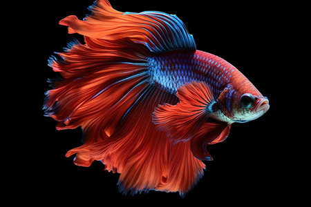 Action and movement of Thai fighting fish on a black backgroundの素材