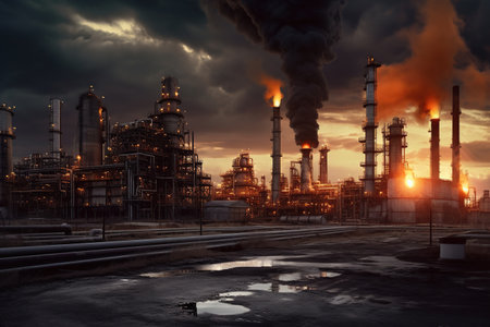 A equipment of oil refining,Oil and gas refinery area,Pipelines plant and Oil tank zoneの素材