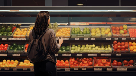 woman buying fruit at the supermarket Grocery shopping.の素材