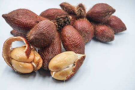 Salak fruit, Salacca zalacca on isolated on white backgroundの写真素材