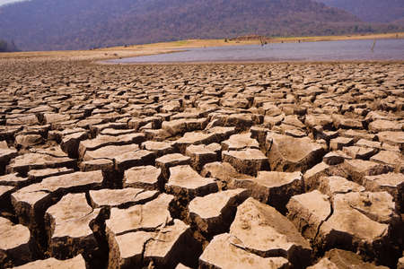 The drought land texture in Thailand. The global shortage of water on the planet. Global warming and greenhouse effect concept.の写真素材