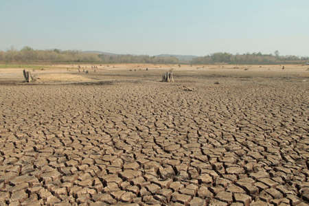 The drought land texture in Thailand. The global shortage of water on the planet. Global warming and greenhouse effect concept.の写真素材