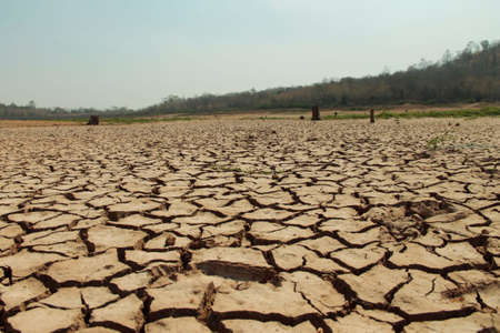 The drought land texture in Thailand. The global shortage of water on the planet. Global warming and greenhouse effect concept.の写真素材