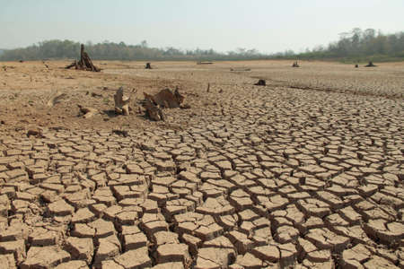 The drought land texture in Thailand. The global shortage of water on the planet. Global warming and greenhouse effect concept.の写真素材