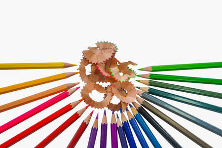 Set of colorful pencils isolated on white background. Colored Pencils for School or Professional Use.の写真素材