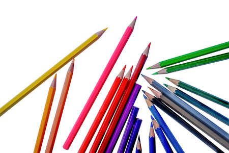 Set of colorful pencils isolated on white background. Colored Pencils for School or Professional Use.の写真素材